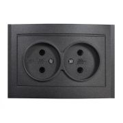 Розетка 2-м СП Бриллиант 16А IP20 без заземл. в сборе графит Universal 7947519-Gr